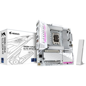 Gigabyte b860m aorus elite wifi6e ice socket 1851 moederbord (zilver wit, raid, 2.5gb-lan, wi-fi 7, bt, sound, µatx)