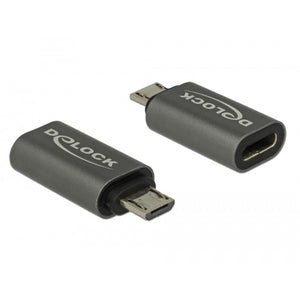 Delock adapter usb 2.0 micro-b male to usb type-c 2.0 female (antraciet)