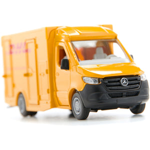 Siku 1920, mercedes-benz sprinter dhl pakketservice, 1:50, metaal kunststof, geel, speelgoedauto, deuren die open kunnen, afneembaar dak