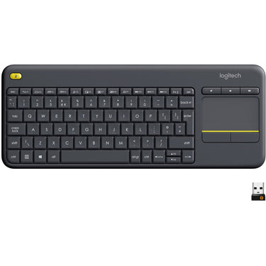 Logitech k400 plus toetsenbord (antraciet, eu lay-out (qwerty))