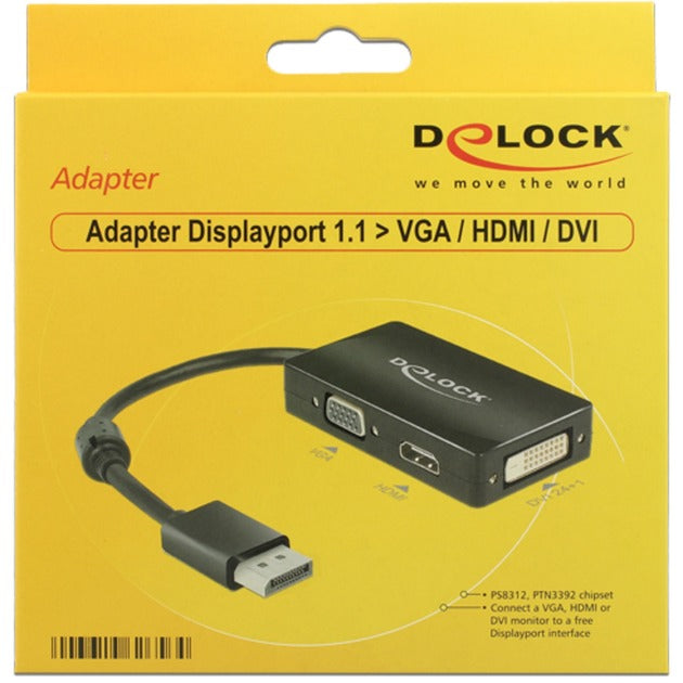 Load image into Gallery viewer, Delock displayport 1.2 naar vga hdmi dvi adapter (zwart)

