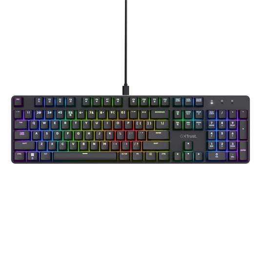 Trust gxt 871 zora mechanisch gamingtoetsenbord, gaming toetsenbord (zwart, us lay-out, huano red)