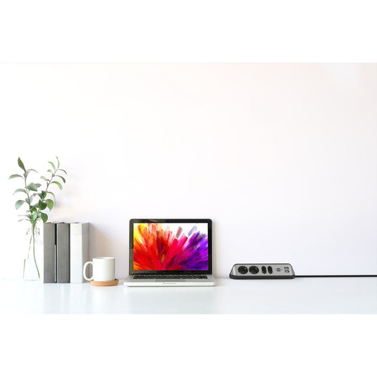 Brennenstuhl estilo hoekstekkerdoos 4-voudig stekkerdoos (zwart roestvrij staal, 2x usb)