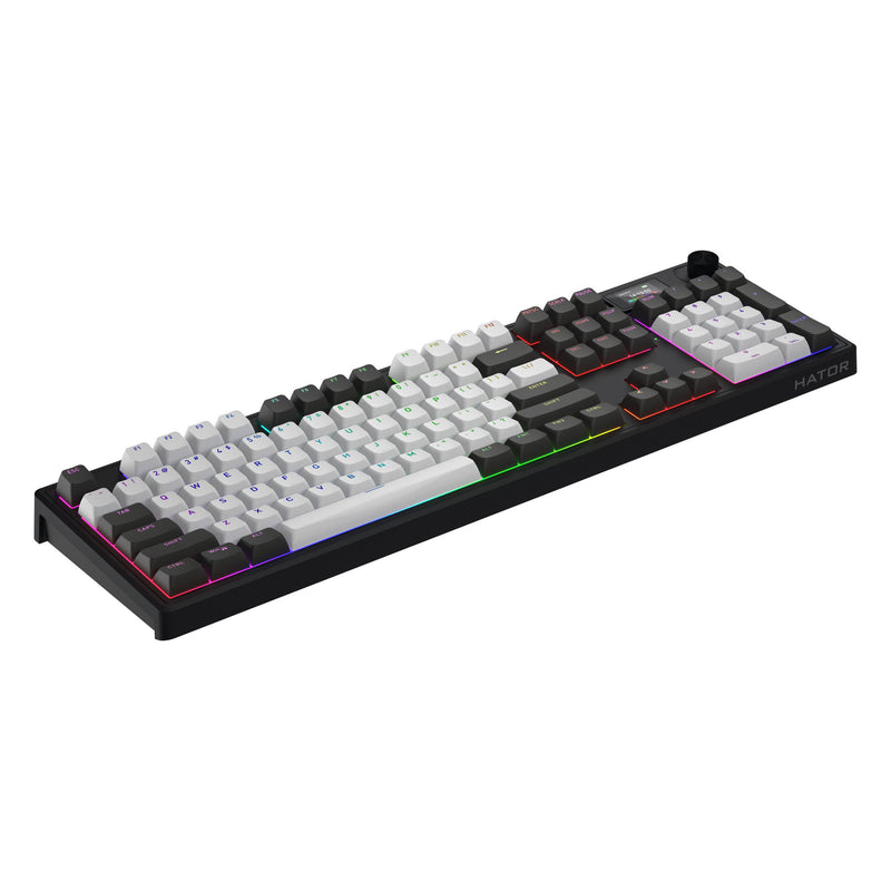 Load image into Gallery viewer, Hator skyfall pro wireless rgb mechanisch gaming toetsenbord (zwart, us lay-out (qwerty), hator aurum vanilla silent, 100%, rgb, double-shot pbt, hot-swap, 2.4ghz bluetooth usb-c)
