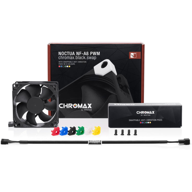 Load image into Gallery viewer, Noctua nf-a8 pwm chromax.black case fan (zwart, 80 x 80 x 25 mm)

