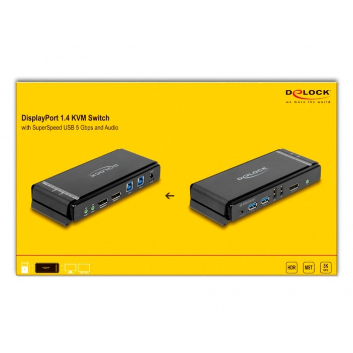 Load image into Gallery viewer, Delock displayport 1.4 8k kvm-switch (grijs zwart)
