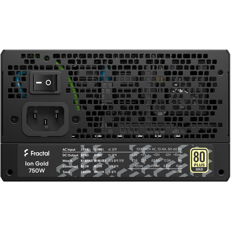 Afbeelding laden in galerijviewer, Fractal design ion gold 3 modulaire 750 watt voeding (zwart, 1x 12v-2x6, 3x pcie)
