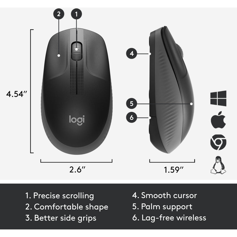 Load image into Gallery viewer, Logitech m190 full-size wireless mouse (zwart, 1000 dpi)
