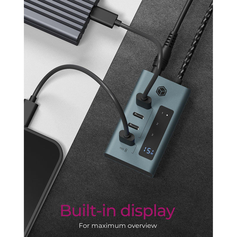 Load image into Gallery viewer, Icy box ib-hub1454-c31 usb-hub (grijs blauwgrijs, 4x usb-c 3.2 (10 gbit s))
