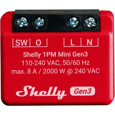 Shelly plus 1pm mini gen3 relais (rood zwart, wifi)