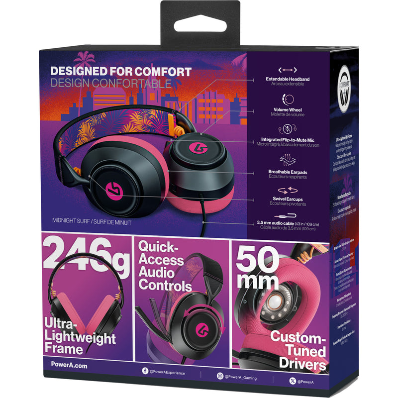 Load image into Gallery viewer, Powera lucidsound ls10 bedrade gamingheadset - middernachtelijke branding over-ear gaming headset (zwart roze, playstation 5, playstation 4, xbox series x|s, xbox one, pc, mobiel)
