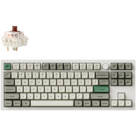 Keychron q3 max-p3 rgb mechanisch toetsenbord (wit, us lay-out (qwerty), gateron jupiter brown, 80% (tkl) , rgb leds, ksa double-shot pbt, hot swap, knob, 2.4ghz | bluetooth 5.1 | usb-c)