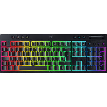 Razer blackwidow v4 low-profile hyperspeed rgb mechanisch gaming toetsenbord (zwart, us lay-out (qwerty), low-profile yellow, 100%)