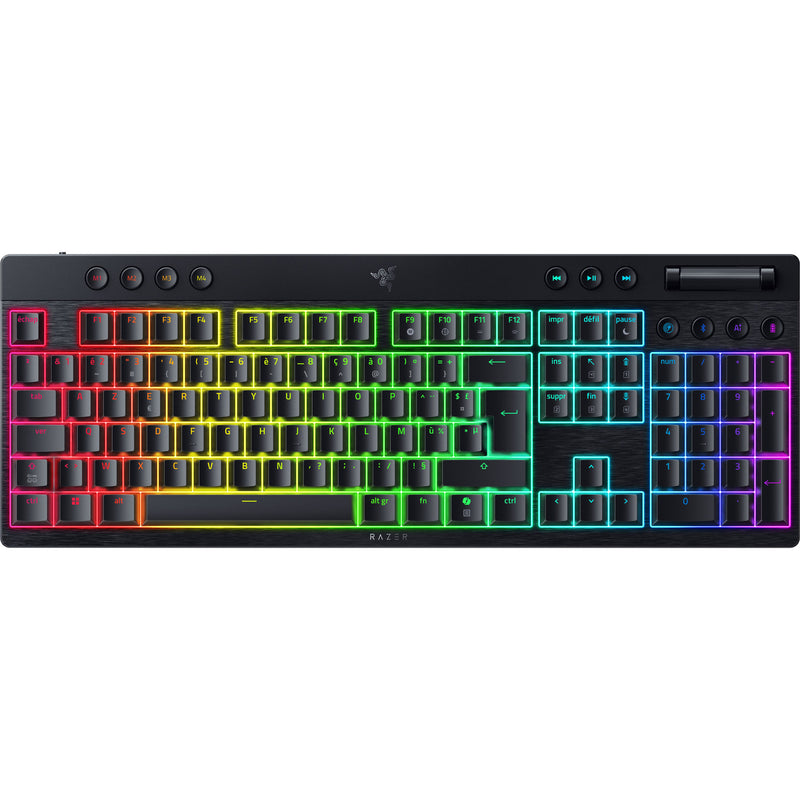 Load image into Gallery viewer, Razer blackwidow v4 low-profile hyperspeed rgb mechanisch gaming toetsenbord (zwart, us lay-out (qwerty), low-profile yellow, 100%)
