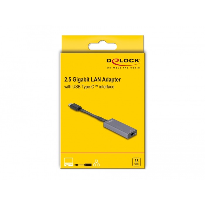 Load image into Gallery viewer, Delock usb-c > 2.5 gigabit lan slim netwerkadapter (grijs)
