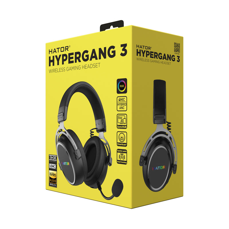 Load image into Gallery viewer, Hator hypergang 3 wireless over-ear gaming headset (zwart, rgb, 2.4ghz bluetooth usb)
