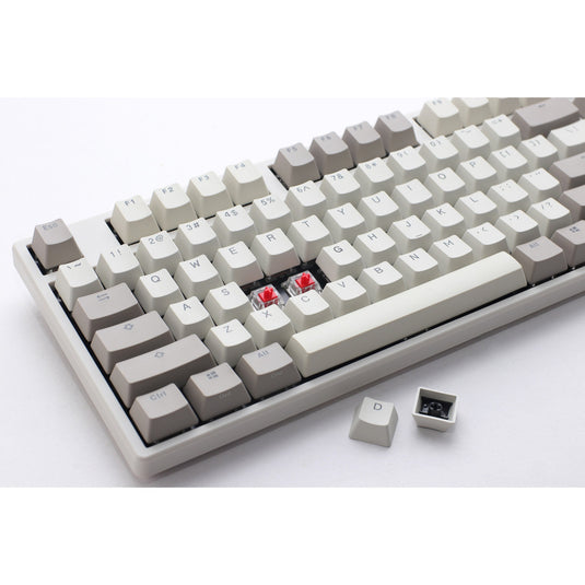 Ducky origin vintage, toetsenbord (grijs, us lay-out, cherry mx silent red, hot swap, pbt double-shot keycaps)