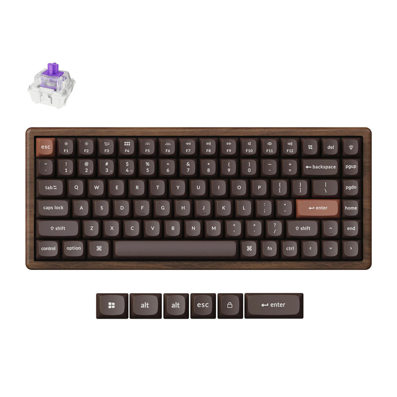 Load image into Gallery viewer, Keychron k2he all-wood special edition mechanisch toetsenbord (houtkleur, us lay-out (qwerty), gateron double-rail magnetic nebula, 75%, gateron double-rail magnetic, osa pbt double-shot, hot swap, bluetooth 5.2 | usb-c)
