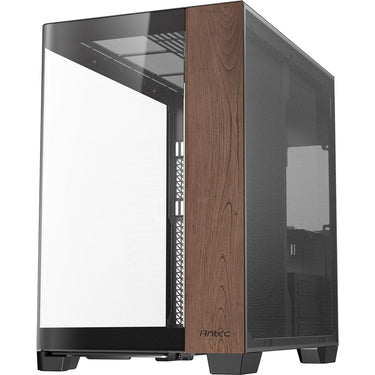 Antec c8 curve wood midi tower behuizing (zwart houtkleur | 2x usb-a | 1x usb-c | tempered glass)