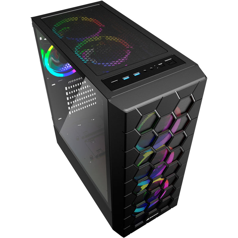 Load image into Gallery viewer, Sharkoon rgb hex midi tower behuizing (zwart | 2x usb-a | 1x usb-c | rgb | tempered glass)
