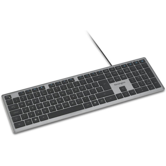 Kensington kb515 eq usb-c usb-a wired keyboard (grijs, us-international lay-out (qwerty), scissor switches, 100%)
