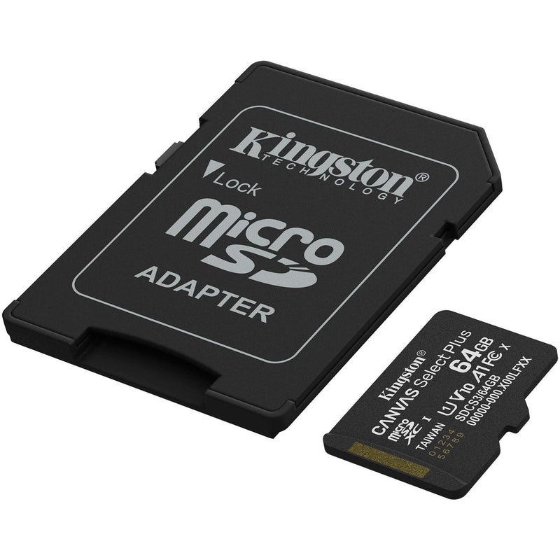 Load image into Gallery viewer, Kingston canvas select plus 64 gb microsdxc geheugenkaart (zwart, uhs-i u1, class 10, v10, incl. sd adapter)

