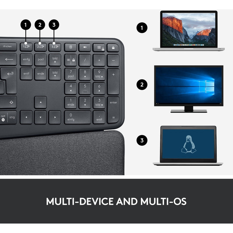 Load image into Gallery viewer, Logitech k860 ergo keyboard (zwart, 100%, bluetooth, us international iso)
