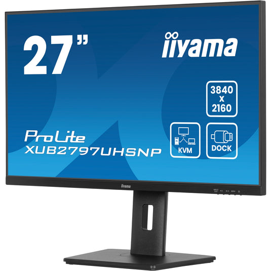 Iiyama prolite xub2797uhsnp-b1 27 4k ultra hd monitor (zwart, 1x displayport, 1x hdmi, 2x usb-c, 3x usb-a, 1x rj-45)