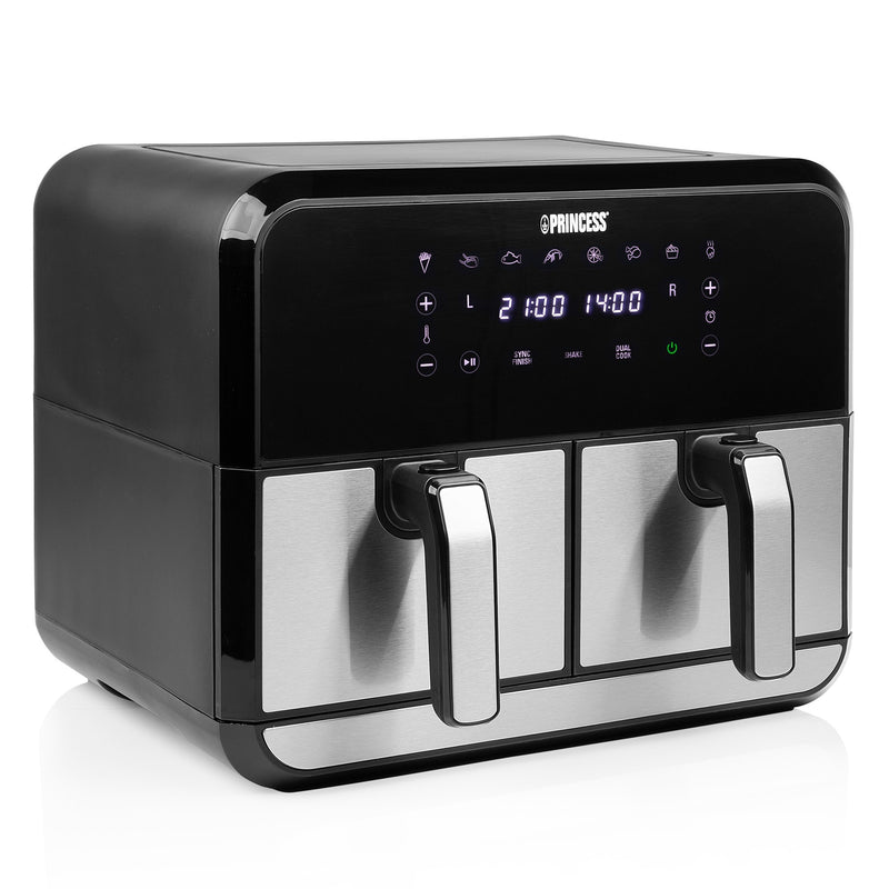 Load image into Gallery viewer, Princess double basket aerofryer heteluchtfriteuse (zwart, 2x 4 liter)
