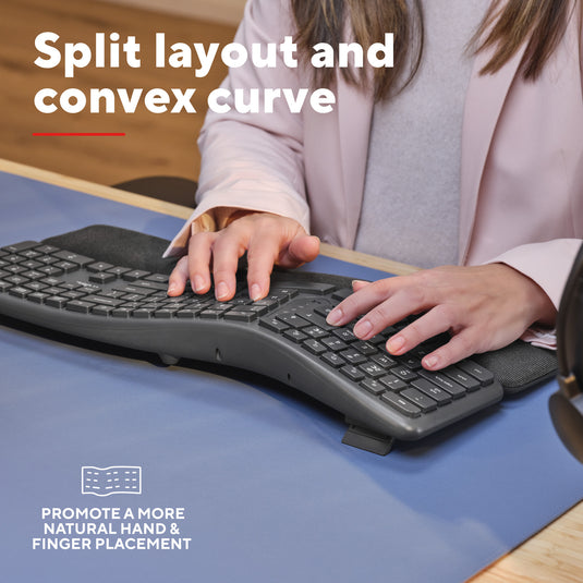 Trust keyra draadloos ergonomisch toetsenbord (zwart, us lay-out, bluetooth 2.4g usb)