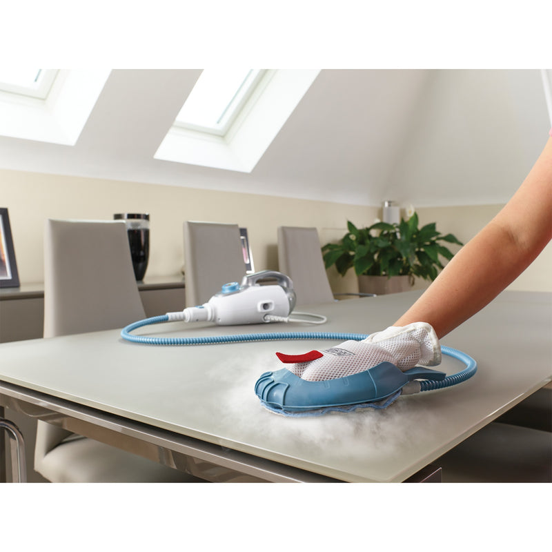 Load image into Gallery viewer, Black+decker 1600w steam-mop bhsm1615dam-qs stoomreiniger (wit blauw, incl. steamitt, deltavoet en 17 accessoires)

