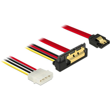 Delock sata 7 pin + molex 4 pin power plug > sata 22 pin haaks adapter (zwart rood)