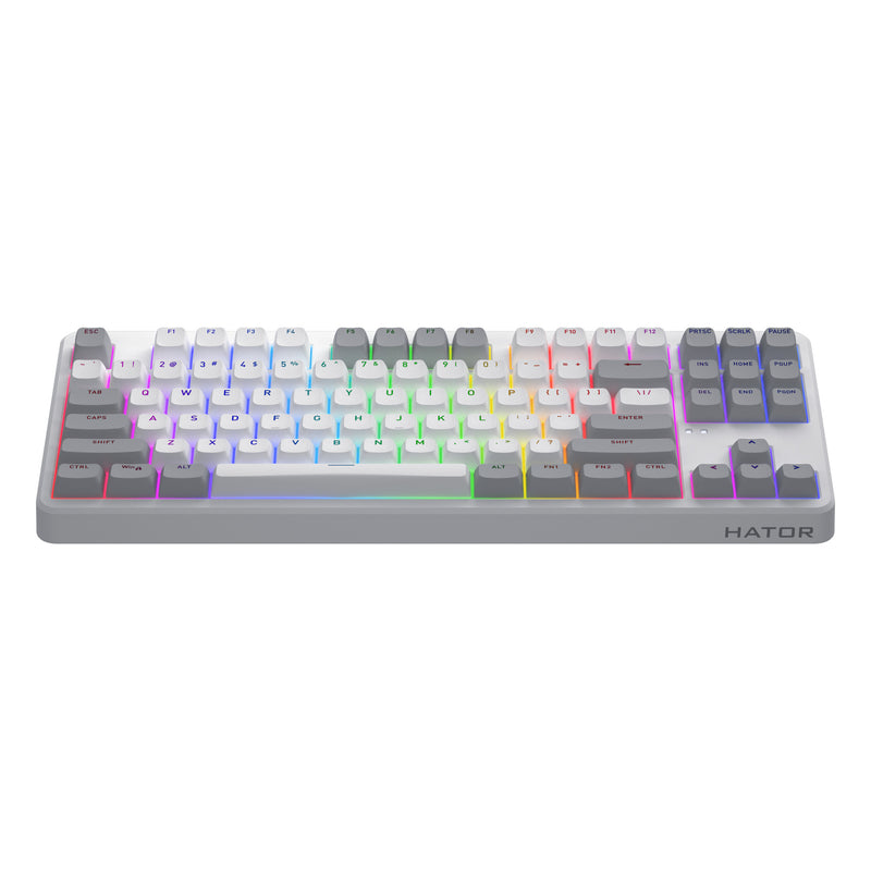 Load image into Gallery viewer, Hator rockfall 3 tkl wireless rgb mechanisch gaming toetsenbord (wit, us lay-out (qwerty), hator aurum orange, 80% (tkl), rgb, pbt keycaps, hotswap, 2.4 ghz bluetooth usb-c)
