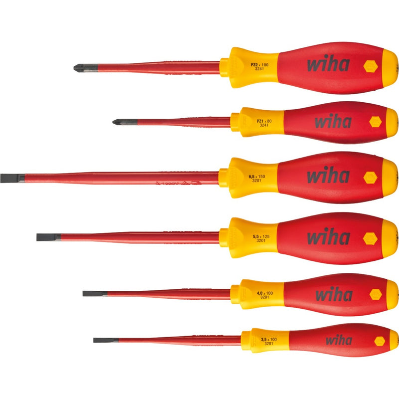 Load image into Gallery viewer, Wiha schroevendraaierset softfinish electric slimfix (rood geel, 6-delig)
