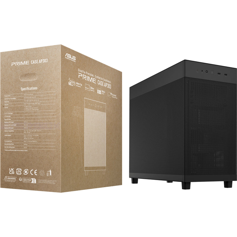 Load image into Gallery viewer, Asus prime ap303 - mesh panel midi tower behuizing (zwart | 2x usb-a | 1x usb-c)
