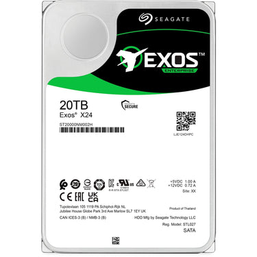 Seagate exos x24 20 tb harde schijf (st20000nm002h, sata 600, 24 7)