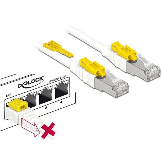 Delock patchkabel rj-45 secure met cat.6a (wit, 85331, 1 meter)