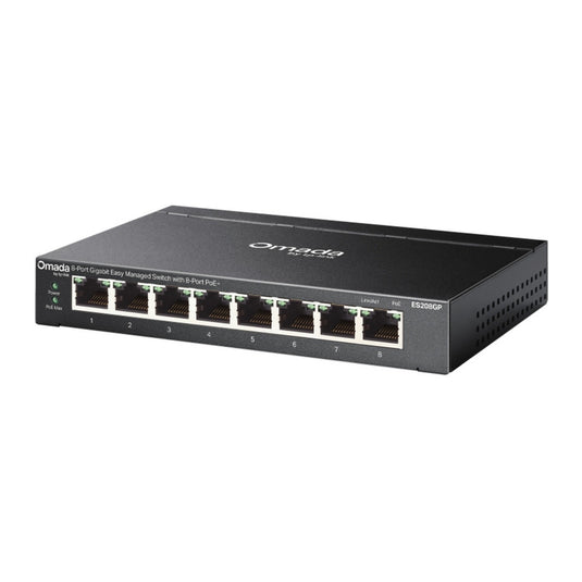 Tp-link omada es208gp 8-poort gigabit easy managed switch (zwart, 8x poe+)