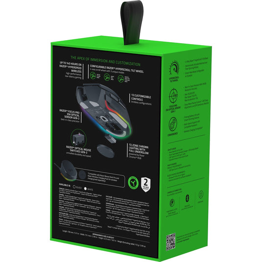 Razer basilisk v3 pro 35k gaming muis (zwart, usb bluetooth hyperspeed wireless, 35000 dpi, chroma rgb)