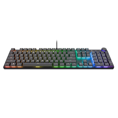 Trust gxt 866 torix mechanisch gaming toetsenbord (zwart, us lay-out (qwerty), huano red, 100%, rgb)