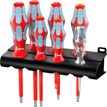 Wera 3160 i 7 schroevendraaierset kraftform plus, roestvrij staal + rek (rood blauw, 7-delig)