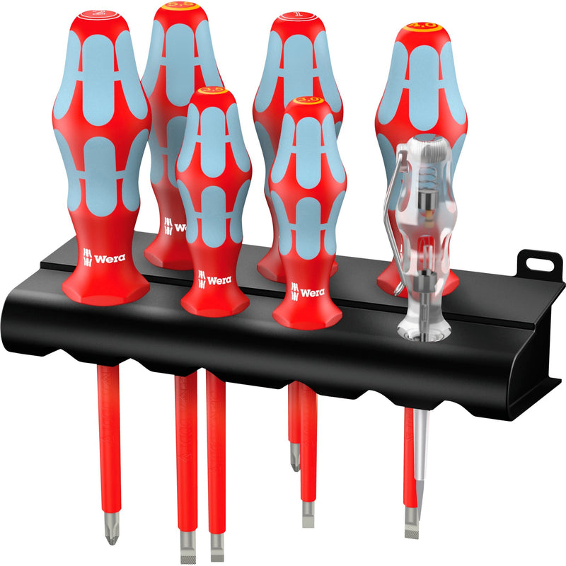Load image into Gallery viewer, Wera 3160 i 7 schroevendraaierset kraftform plus, roestvrij staal + rek (rood blauw, 7-delig)
