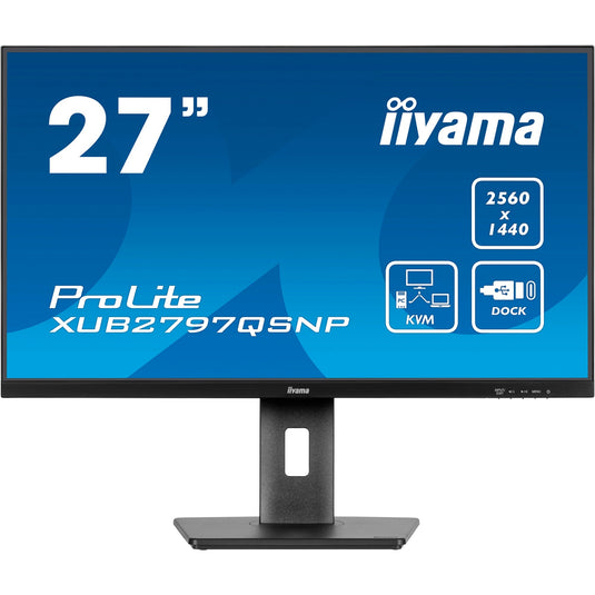 Iiyama prolite xub2797qsnp-b1 27 monitor (zwart (mat), hdmi, displayport, 3x usb-a, 3x usb-c, rj-45)