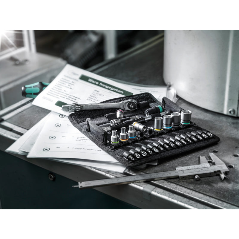 Load image into Gallery viewer, Wera 8100 sa 7 zyklop metal-ratelset doorsteekvierkant 1 4 gereedschapsset (28-delig)
