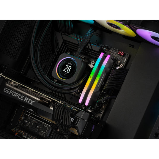 Corsair 32 gb ddr5-6000 (2x 16 gb) kit werkgeheugen (zwart, cmh32gx5m2b6000c38, vengeance rgb, xmp)