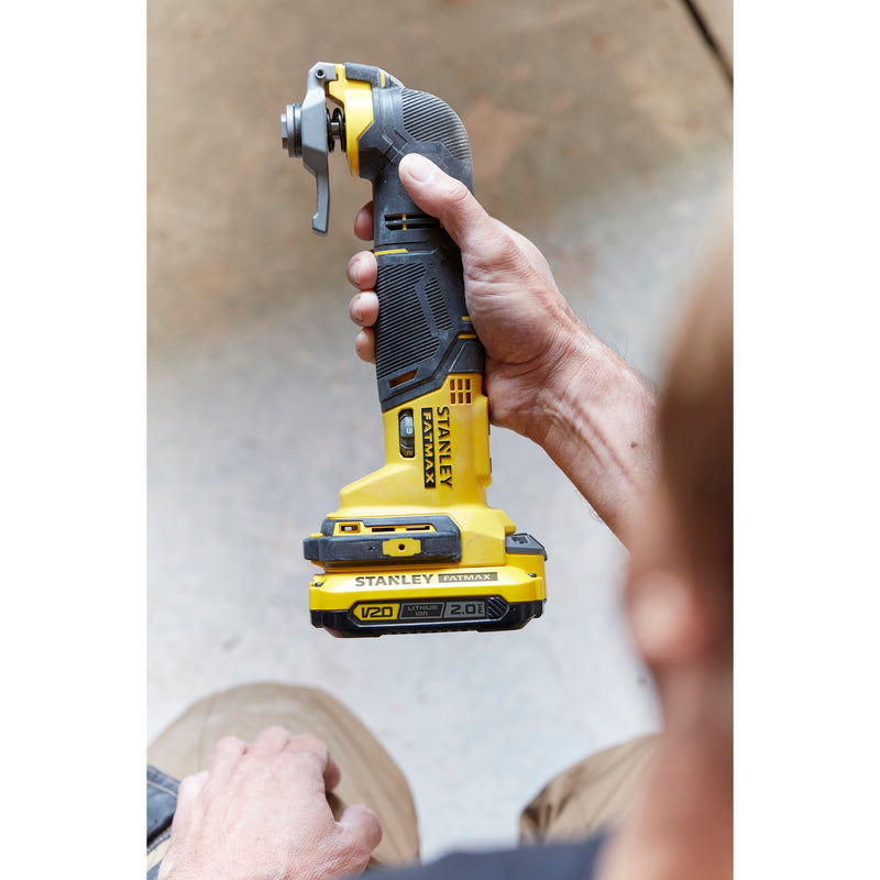 Load image into Gallery viewer, Stanley fatmax v20 18v multitool multifunctioneel gereedschap (geel zwart, koffer, 2 accu's (2.0ah) en oplader (2a) inbegrepen)
