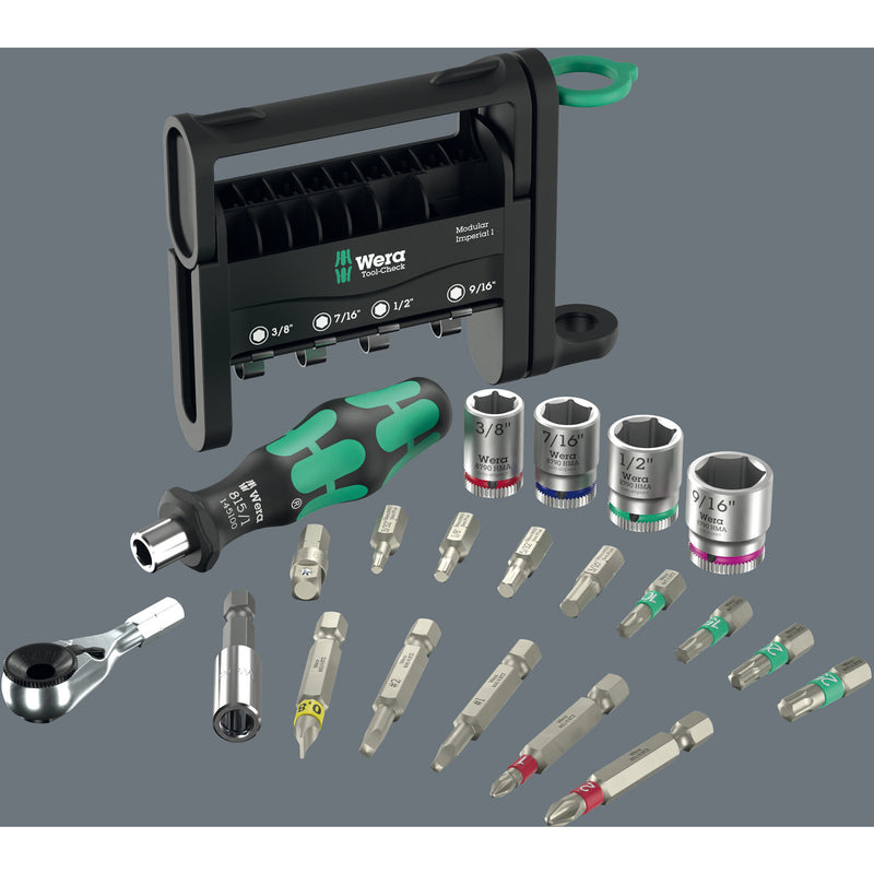 Load image into Gallery viewer, Wera tool-check modular set imperial 1, 50‑delig bitset (zwart groen)
