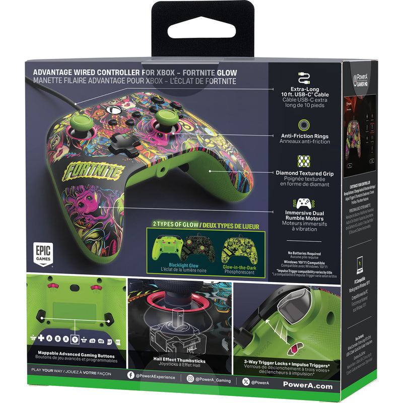 Load image into Gallery viewer, Powera advantage controller met kabel voor de xbox series x|s - fortnite: glow (neongroen, xbox series x|s, xbox one, pc)
