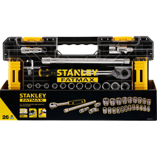 Stanley fatmax 1 2 l pro-stack doppenset 1 2 fmmt98103-1 dopsleutel (zwart geel, 26 delig)