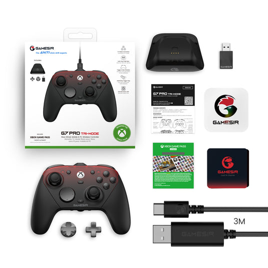 Gamesir g7 pro tri-mode - shadow ember gamepad (zwart donkerrood, xbox series x|s, xbox one, pc, android, steam)